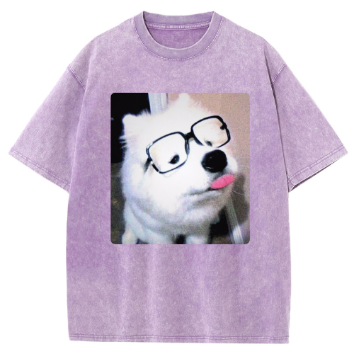 Geeky Dog Washed T-shirt - Image 5
