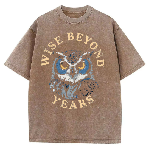 Wise Owl Portrait Washed T-Shirt - Image 3