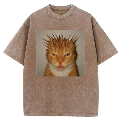 Wild Hair Cat Washed T-shirt - Image 4
