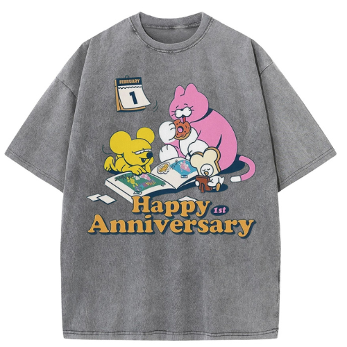 Happy Anniversary Washed T-Shirt - Image 3