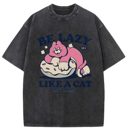 Lazy Cat Washed T-Shirt - Image 2