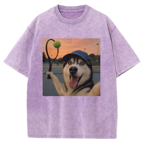 Playing Tennis Husky Washed T-shirt - Image 5