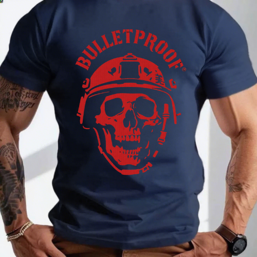 Bulletproof Skull with Helmet T-Shirt - Image 3