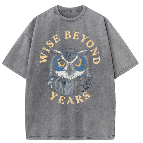 Wise Owl Portrait Washed T-Shirt - Image 2